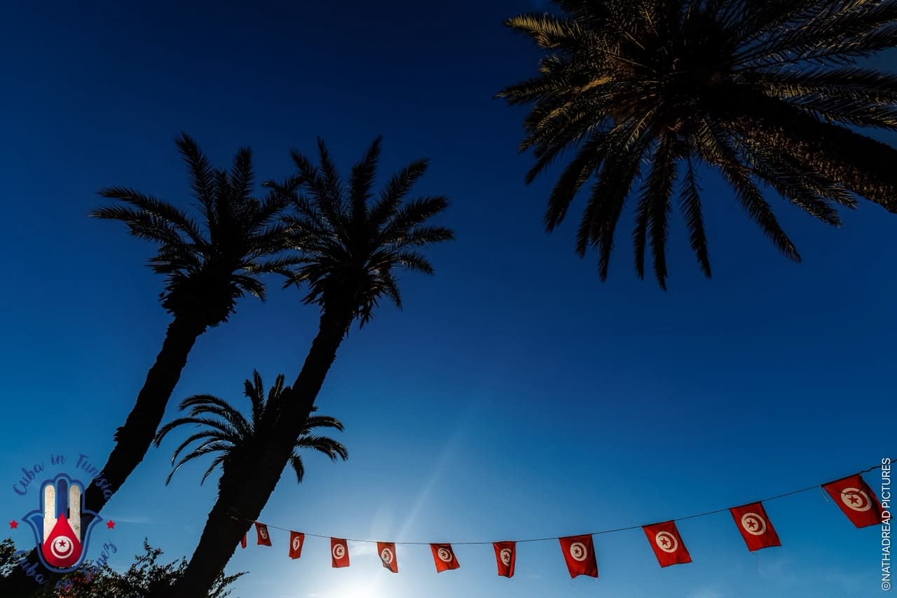 The main stage at dusk